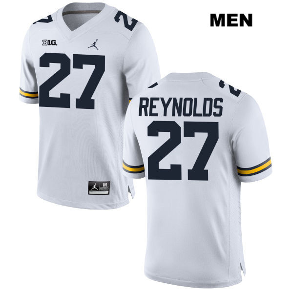 Men's NCAA Michigan Wolverines Hunter Reynolds #27 White Jordan Brand Authentic Stitched Football College Jersey HF25N84MA